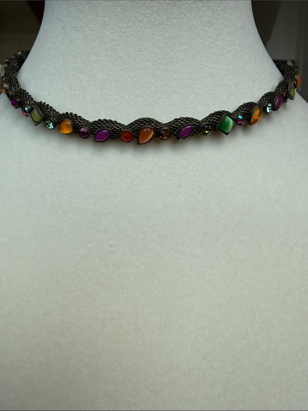 SORELLI Multicolor Brass Braided Beaded Chain Choker Necklace